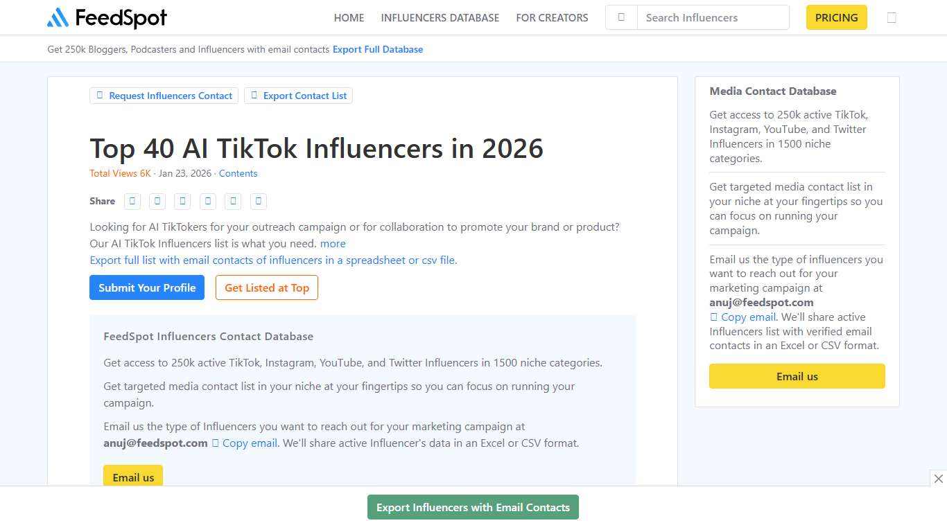 Top 40 AI TikTok Influencers in 2026