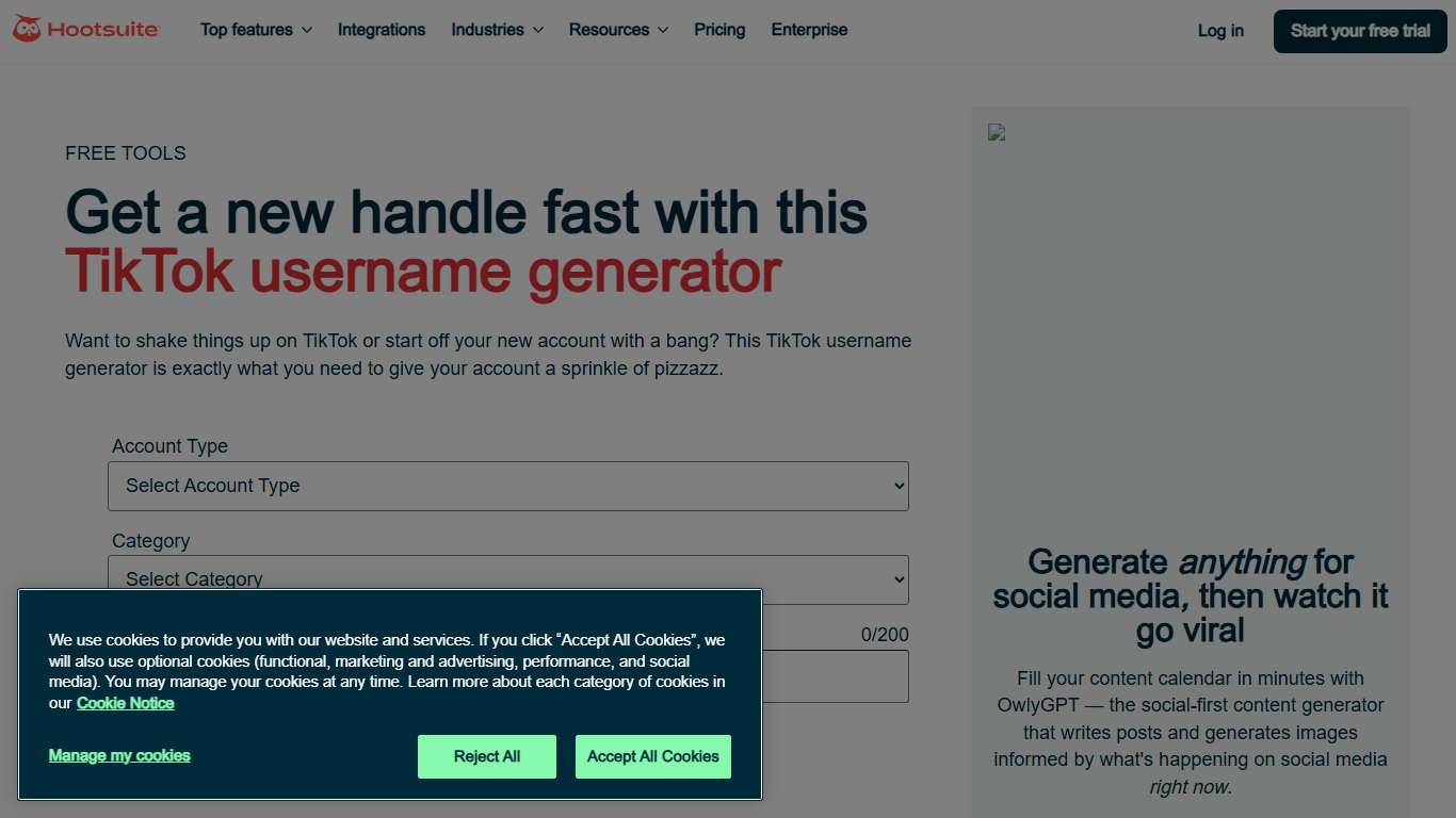 Free TikTok Username Generator